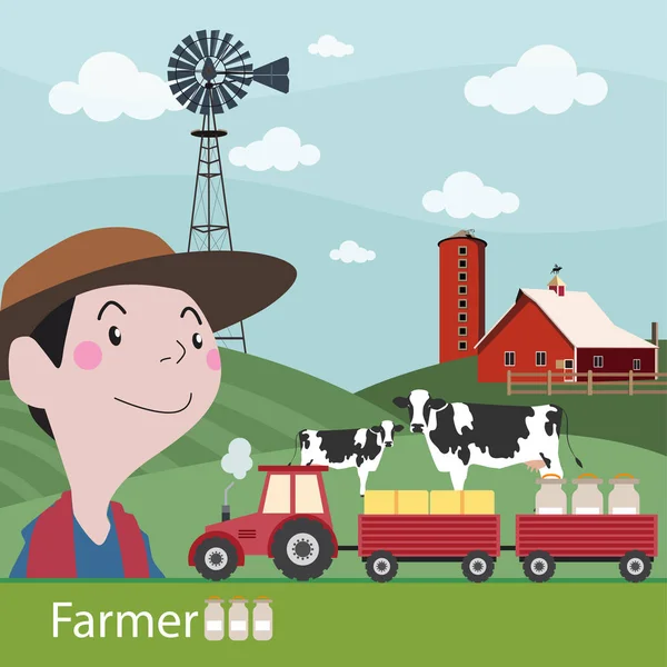 Οι αγρότες στο έργο ariculture εικονογράφηση διάνυσμα — Διανυσματικό Αρχείο