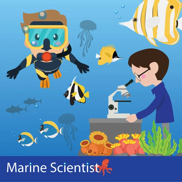 Ciencias marinas Investigador de ilustración vectorial — Vector de stock