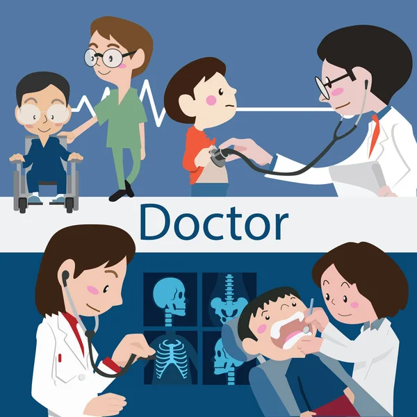 Médicos y personal ilustración vector — Vector de stock