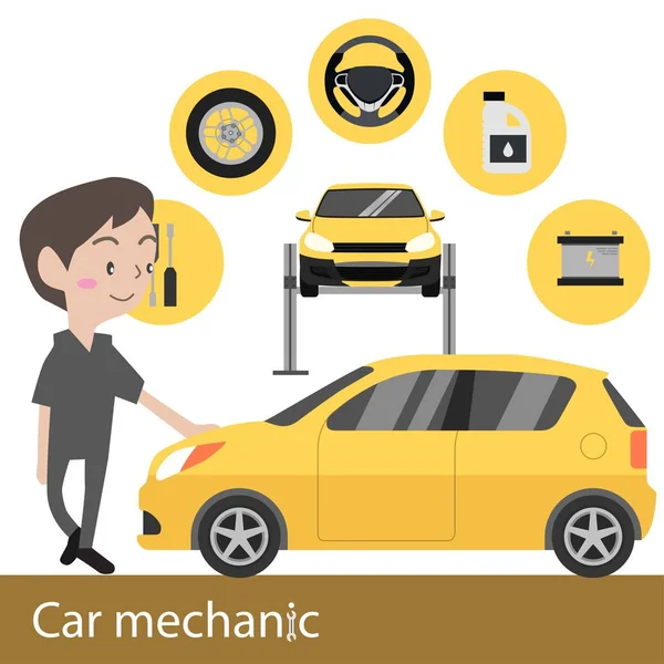 Carro mecânico vetor ilustração —  Vetores de Stock