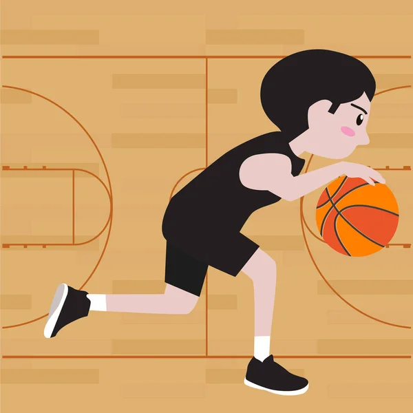 Basketbal speler cartoon vectorillustratie — Stockvector