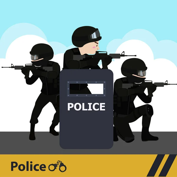 Polícia vetor conjunto cartoon ilustração — Vetor de Stock