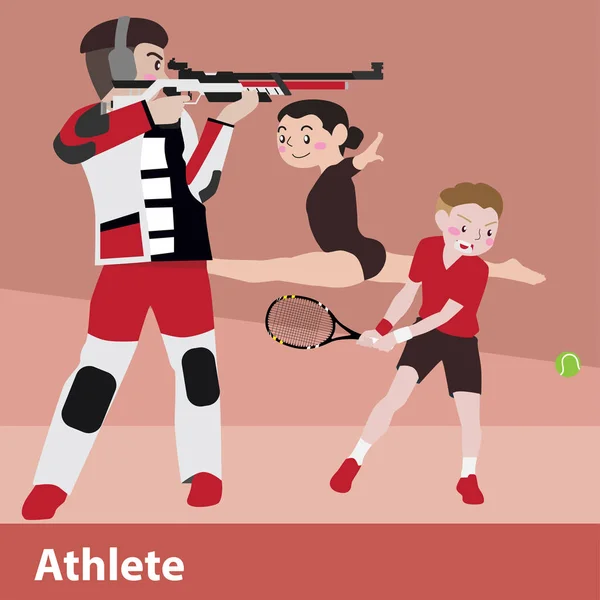 Atletisk sport vektor tecknad bild uppsättning — Stock vektor