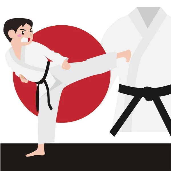 Karate athletic sport vector cartoon illustration set