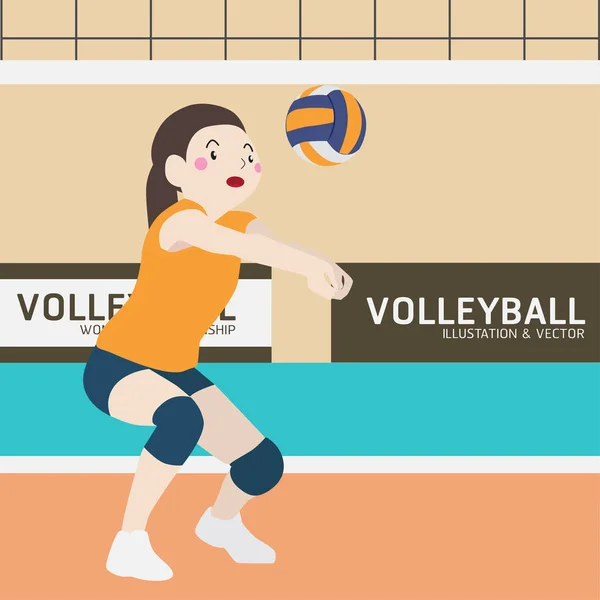 Volleyball athletic sport vector cartoon illustration set