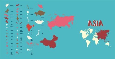 Asya harita illüstrasyon
