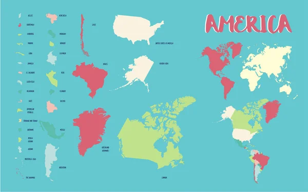 América mapa ilustración — Vector de stock