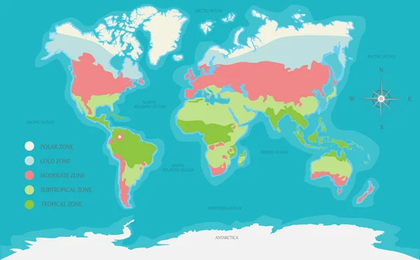 Klimat mapę świata bardzo szczegółowe — Wektor stockowy