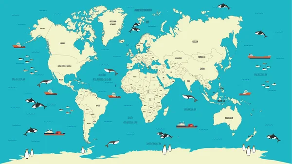 Weltkarte sehr detailliert — Stockvektor