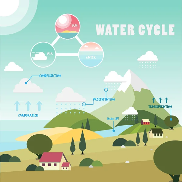Ciclo de água informações ilustração gráfica — Vetor de Stock