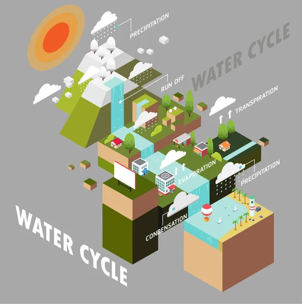 Grafico informativo sul ciclo dell'acqua — Vettoriale Stock