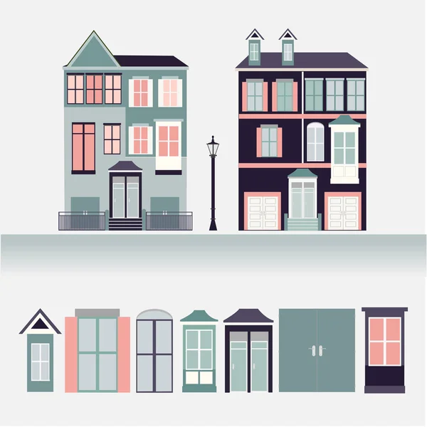 Casa exterior conjunto iconos vector ilustración — Vector de stock