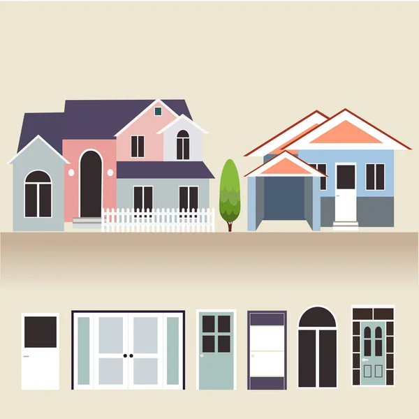 Casa exterior conjunto iconos vector ilustración — Archivo Imágenes Vectoriales