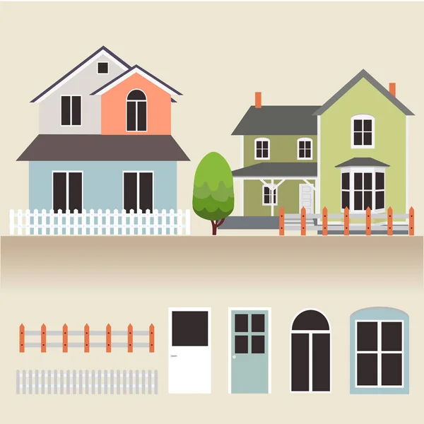 Casa exterior conjunto iconos vector ilustración — Vector de stock