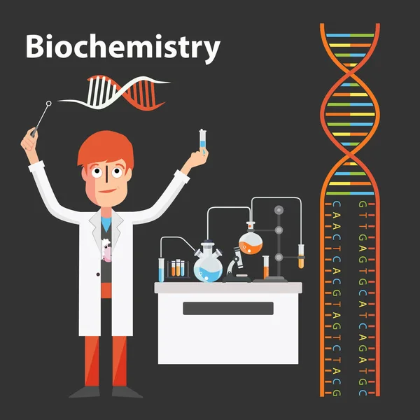 Biochemie wetenschapper genetische — Stockvector