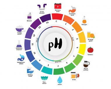 Ph ölçeği evrensel gösterge ph renk grafik diyagramı  