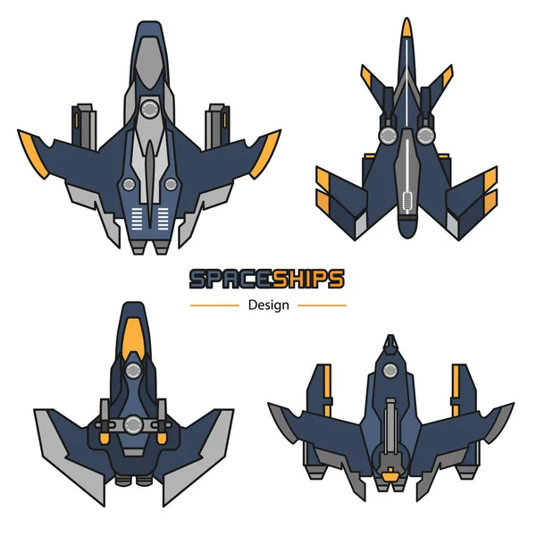 Conjunto vetorial de naves espaciais —  Vetores de Stock