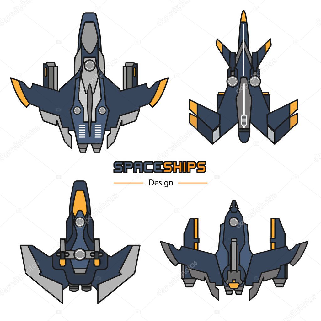 spaceships vector set