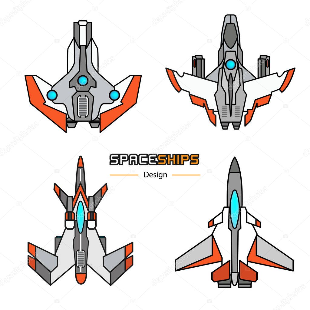 spaceships vector set