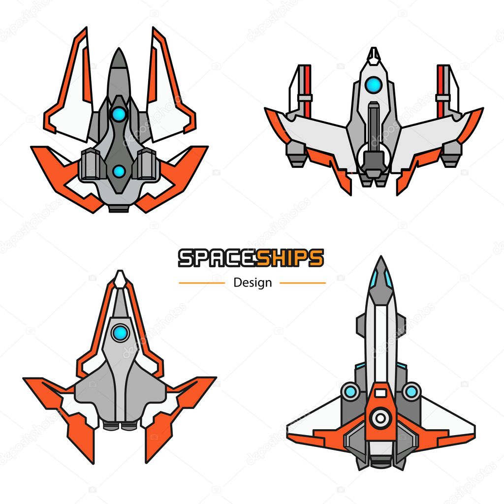 spaceships vector set