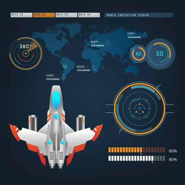 Aeronaves de naves espaciais com interface de modo de ação de visão futura —  Vetores de Stock