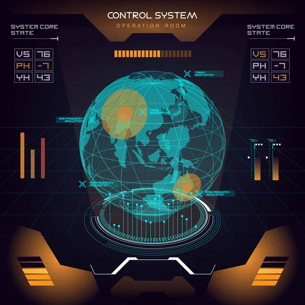 Future Sight Action Mode Earth Interface Design Graphic Illustration Hud — Stock Vector