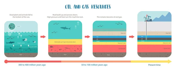 Cómo se formó el combustible fósil de petróleo — Archivo Imágenes Vectoriales