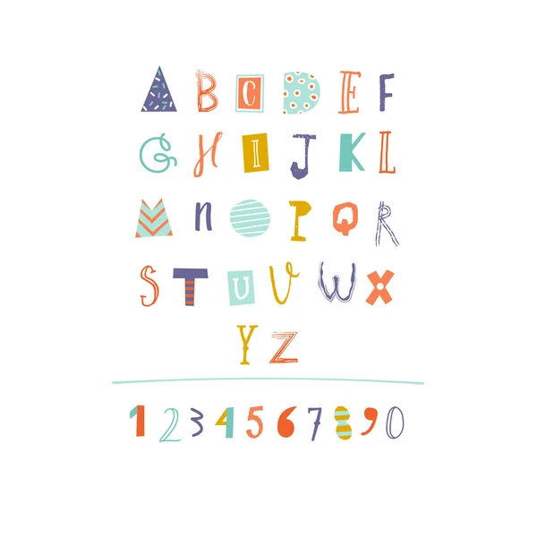 Hand Drawn paper cut out alphabet in vector. — Stock Vector