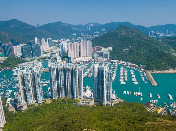 Panorama Veduta aerea Quartiere residenziale di Aberdeen e Ap Lei Chau di Hong Kong — Foto Stock