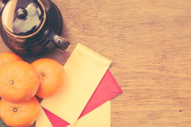 Çin yeni yıl ve Lunar Holiday top vie düz Lay görüntü tarzı