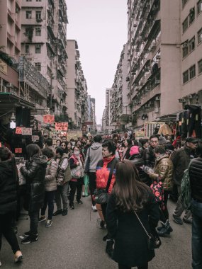 Hong Kong-Şubat 7, 2018:Ladies Pazar ve Fa Yuen sokak pazar olduğunu 