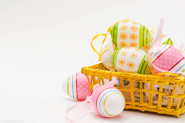 Soft Focus Easter Eggs with Art Pattern Isolated on White Background — Stock Photo, Image