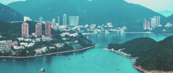 Time Lapse Shoot Evening View Clouds Boats Middle Islands Buildings — Video