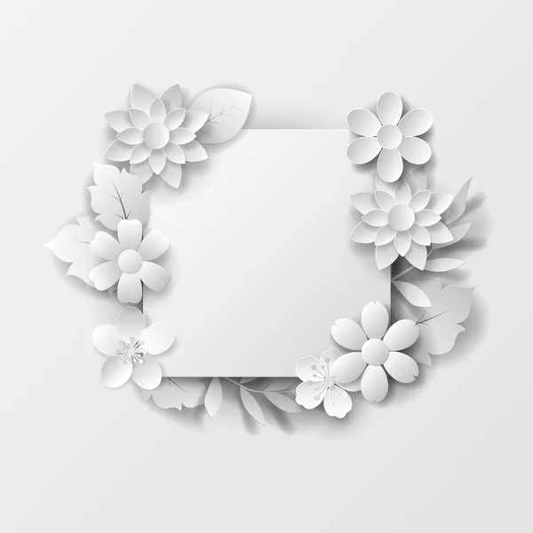 Papírové Výtvarné Květiny Pozadí Vectpr Eps — Stockový vektor