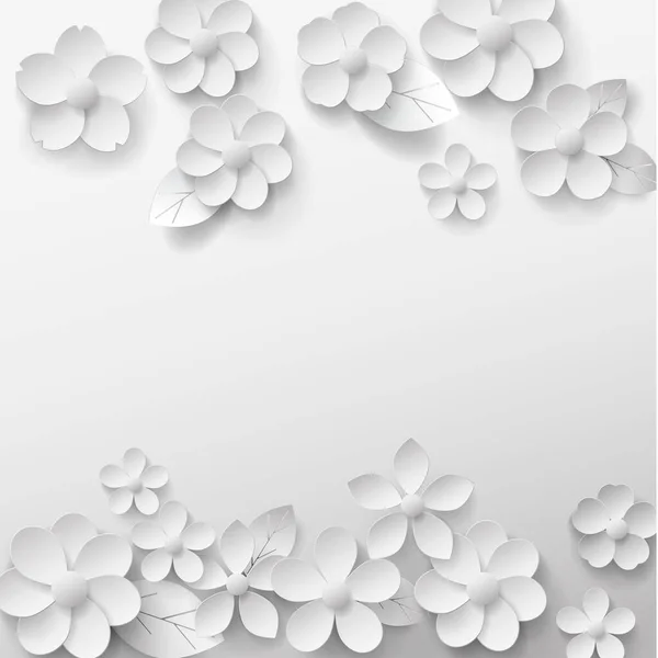 Paper Art Isolated Flowers Background White Vector Eps — Stock Vector