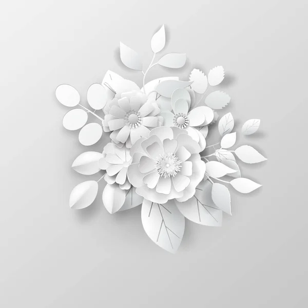 Kağıt Sanat Çiçekleri Arka Planı Görüntüleme Vektör Deposu — Stok Vektör