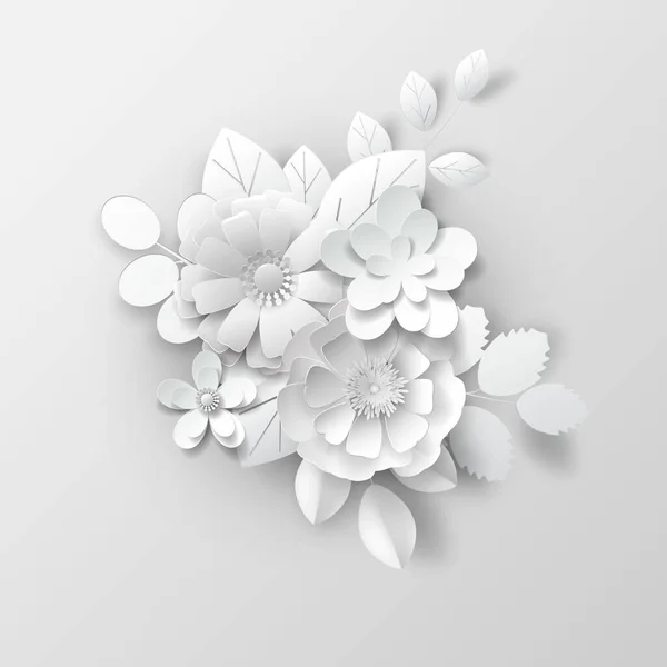 Paper Art Flowers Background Rendering Vector Stock — Stock Vector