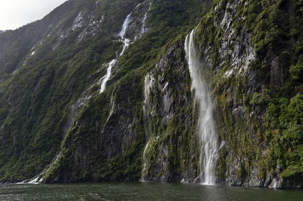 Milford sound / piopiotahi, ein Fjord im Südwesten der Südinsel Neuseelands, im Nationalpark Fjordland — Stockfoto