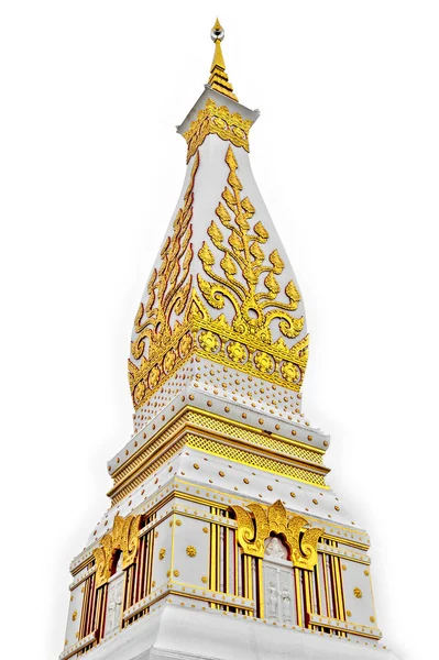 Tempel av Phra att Phanom Stupa som innehåller Buddhas bröstbenet, en av de viktigaste Theravada buddhistiska strukturerna i regionen, ligger i Nakhon Phanom Province, nordöstra Thailand. Isolerade vit bakgrund. — Stockfoto