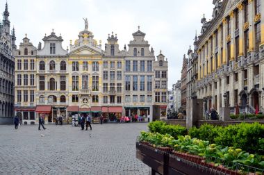 Brussels, Belçika - Nisan 2015: Grand Place, Merkezi Meydanı şehir zengin klasik bina ve yapıların çevrili Brüksel Belçika en unutulmaz landmark bulunan