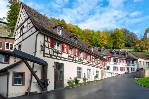 Schaffhausen Schweiz Oktober 2019 Altbauten Entlang Der Schmalen Straße Vom — Stockfoto