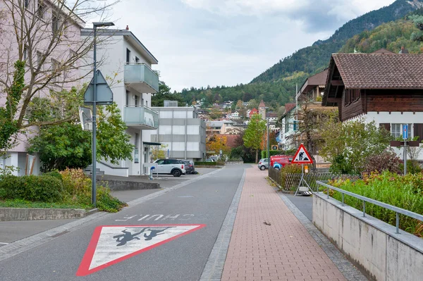 Vaduz Lichtenštejnsko Říjen 2019 Výhled Ulici Centru Vaduzu Hlavním Městě — Stock fotografie