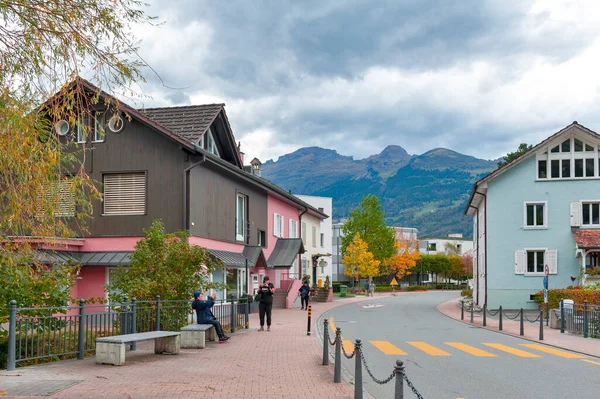 Vaduz Λιχτενστάιν Οκτώβριος 2019 Αστική Άποψη Του Δρόμου Στο Κέντρο — Φωτογραφία Αρχείου