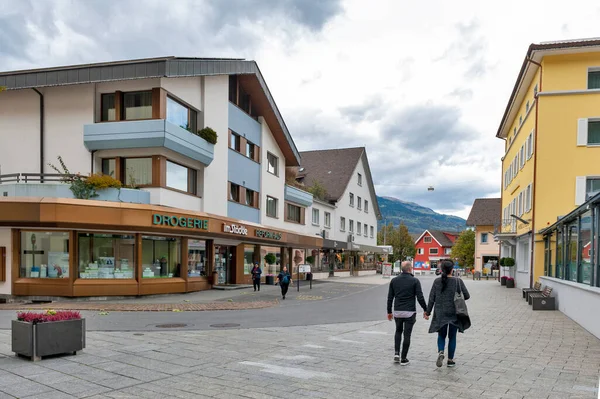 Vaduz Lichtenštejnsko Říjen 2019 Výhled Ulici Centru Vaduzu Hlavním Městě — Stock fotografie