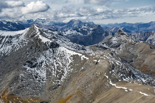 Scénický Pohled Zasněžené Hory Švýcarských Alp Panorama Vidět Schilthornu Vrchol — Stock fotografie