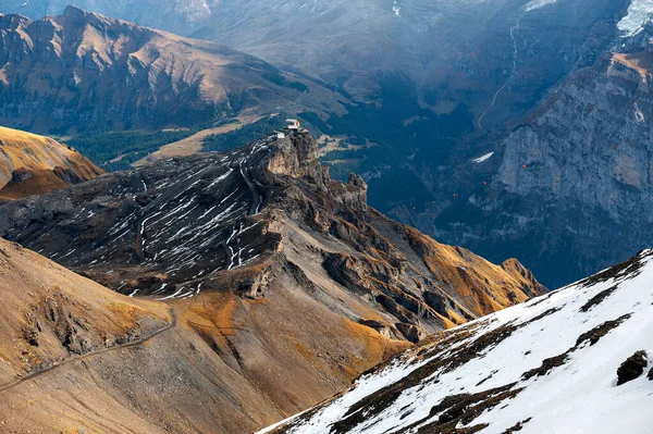 Scénický Pohled Zasněžené Hory Švýcarských Alp Panorama Vidět Schilthornu Vrchol — Stock fotografie