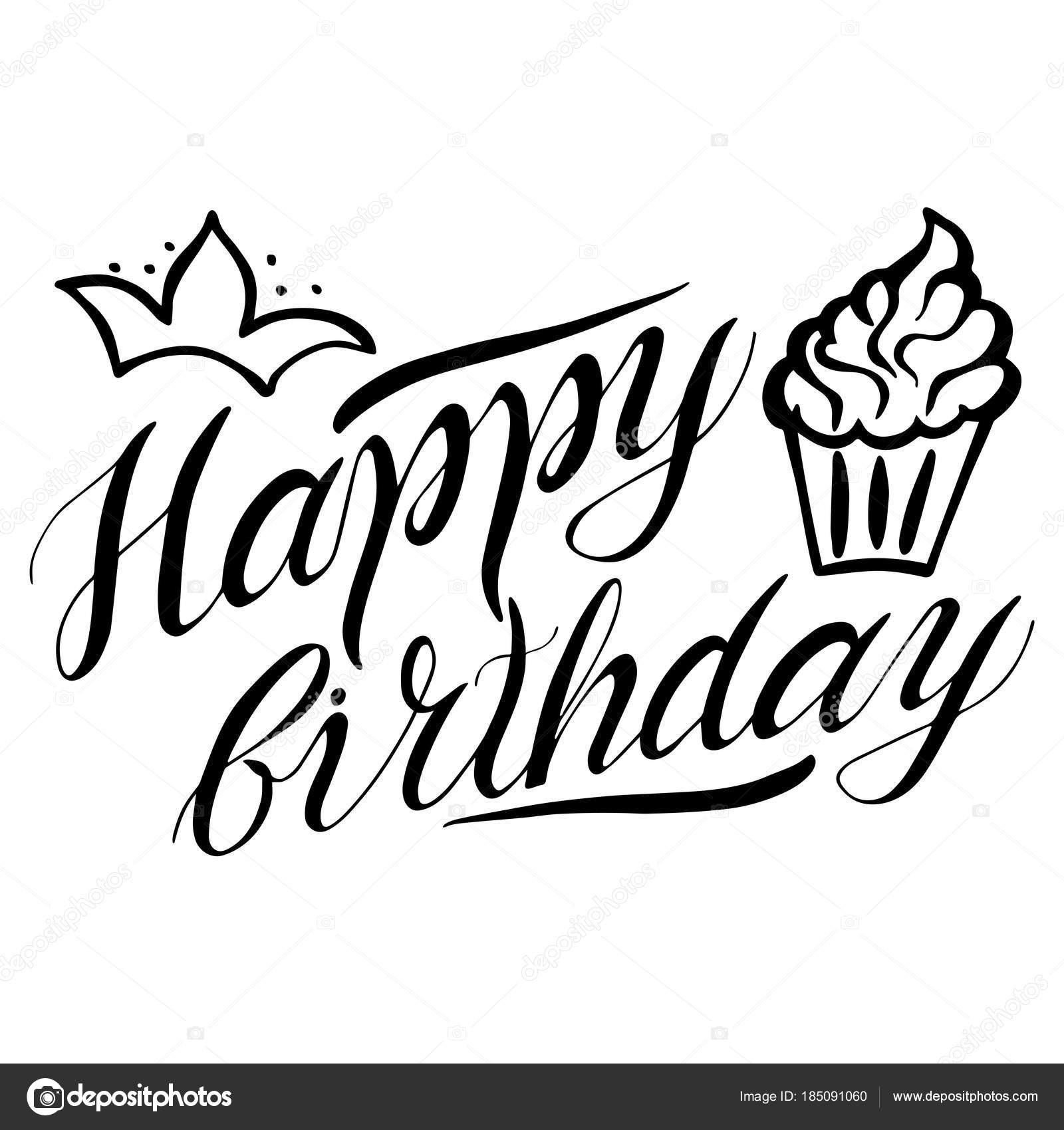 Greeting Happy Birthday Card Vector Lettering Illustration Stock