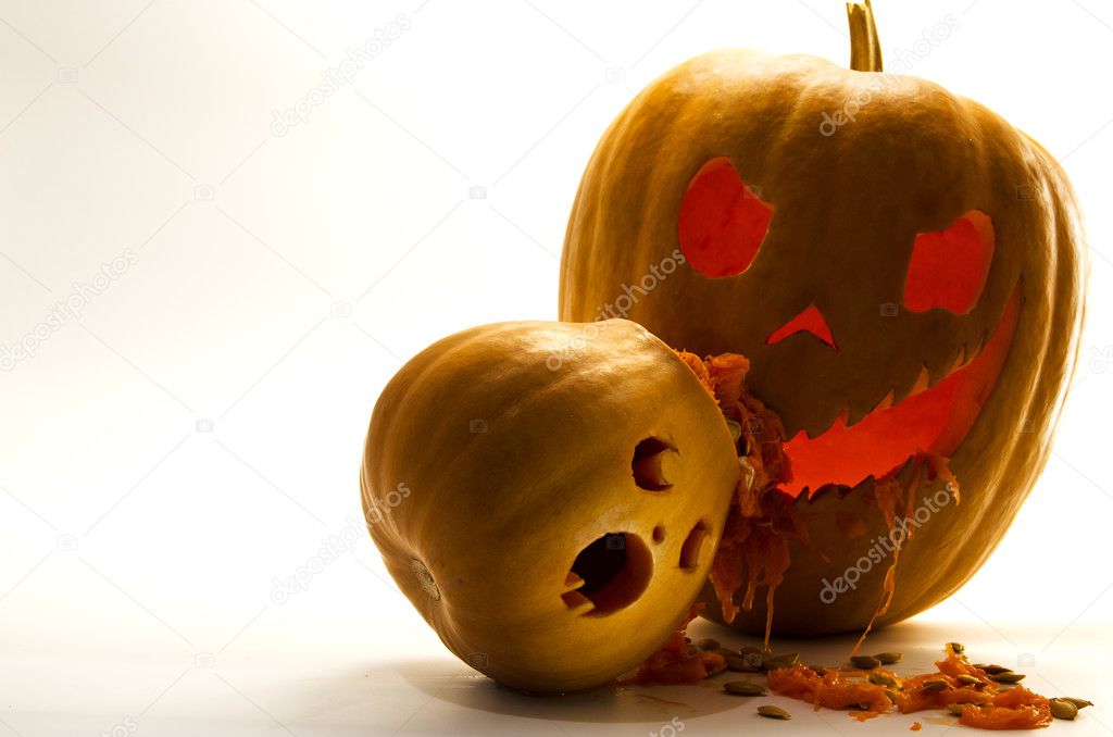 Wicked big pumpkin eats small