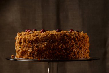 Ev yapımı tatlım pasta ile fındık ve baharatlar.