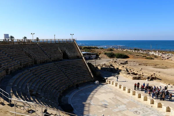 İsrail Akdeniz kıyısında yer alan Caesarea - antik kent,. — Stok fotoğraf